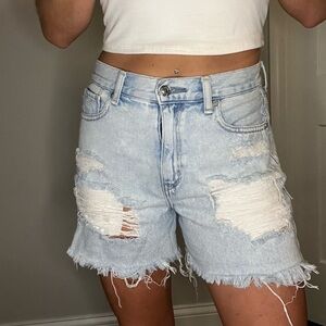 American Eagle Outfitters Light Blue Distressed Jean Shorts